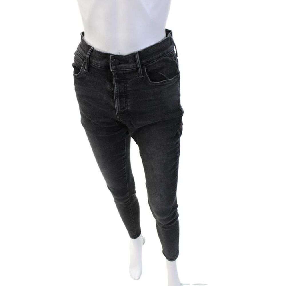 Mother Womens Skinny Ankle Jeans High Rise Black Size 28